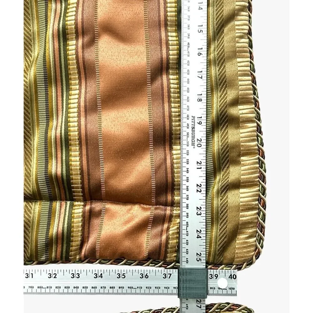 Croscill King Pillow Shams Green Gold Cinnamon Damask Rope Border Carrington